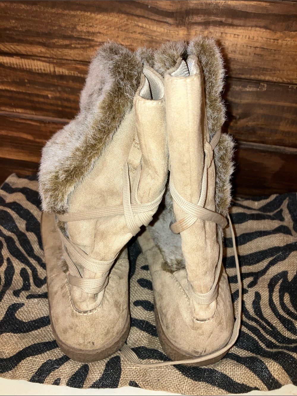 Mossimo Supply Co. Faux-Fur Taupe Winter Boots - Picture 3 of 10